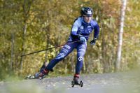 Krista Pärmäkoski tränade på rullskidbanan i Oitans under lördagen.