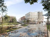 Ån är ett viktigt inslag då en ny stadsdel ska byggas i Dickursby öster om stambanan. Så här tänker arkitekterna i förslaget "Park life" att det kunde se ut.