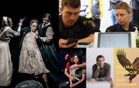 Kulturkritik är sällan det mest lästa medieinnehållet, men det finns undantag. Den senaste tiden har tusentals läsare hittat fram till HBL:s recensioner av Svenska teaterns Själarnas ö (t.v.), tv-serien Tunna blåa linjen (uppe t.h.), Lilla teaterns Min fantastiska vänninna (nere i mitten) och Alexander Schulmans Malma station (nere t.h.).