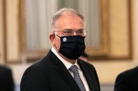 Greklands minister för skydd av civila, Panagiotis Takis Theodorikakos. Arkivbild.