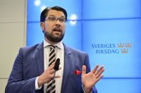 Sverigedemokraternas partiledare Jimmie Åkesson (SD) skulle inte gå på Nobelfesten ens om han blev bjuden. Arkivbild