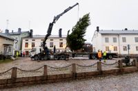 Gamla Rådhustorgets julgran har anlänt.