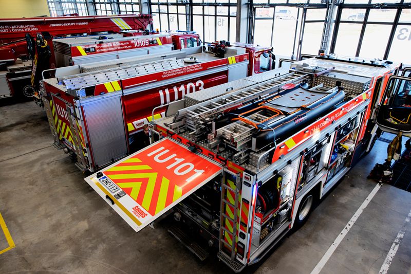 Räddningsverket, Östra Nylands räddningsverk, brandbilar, Borgå