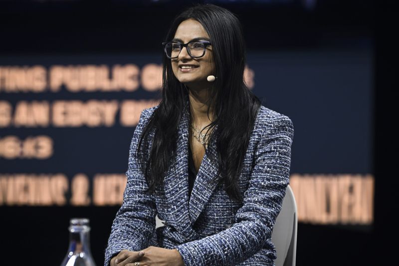 Det var trångt i publiken då Onlyfans-vd:n Amrapali Gan intog scenen.