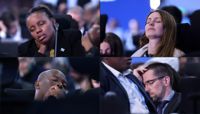 Klimatmötet COP27 som hölls under geopolitisk högspänning vid Sharm el-Sheikh i Egypten utmynnade i en besvikelse. Här sover delegater under de avslutande sessionen den 20 november.