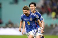 Japans Ritsu Doan firar sitt mål mot Tyskland.