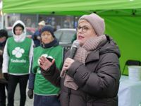 Centerns partiordförande Annika Saarikko höll ett tal på partifullmäktiges möte i Kuopio.