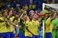 De brasilianska spelarna har anledning att fira just nu.