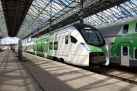 Skiss av VR:s nya närtåg som sätts i trafik våren 2026. Testkörningar inleds 2024.