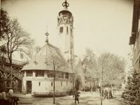 Finlands paviljong vid världsutställningen i Paris år 1900 designad av Gesellius, Lindgren och Saarinen.