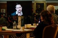Edward Snowden via videolänk i oktober 2021. Arkivbild.