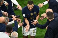 Kylian Mbappé firar segern i kvartsfinalen mot England. På onsdag har han chans att ta Frankrike till ytterligare en VM-final