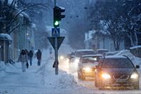 Snöyran orsakade problem i trafiken.