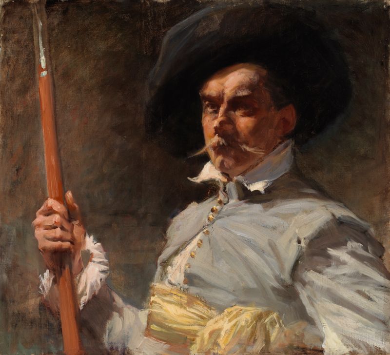 Ateneum ställer ut en utställning av Albert Edelfelts verk under nästa år. Det här är hans ”Självporträtt i 1600-talsdräkt” från 1889).