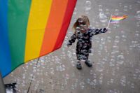 I Slovenien har ett viktigt steg tagits för hbtqi-personers rättigheter. Bilden är tagen från en pridedemonstration i Belgrad, Serbien. Arkivbild.