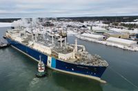 Den flytande LNG-terminalen Exemplar i Ingå får framöver gas från ett eller ett par LNG-fartyg per månad. I början av maj väntas nästa fartyg till Joddböle. Arkivbild.