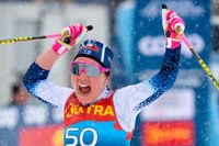 Kerttu Niskanen tog segern i 10 km klassiskt med individuell start i Lenzerheide under Tour de Ski för ett år sedan.