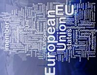 Word cloud concept illustration of EU European Union international