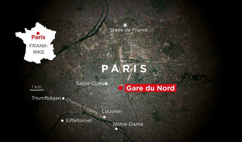 Flera personer har skadats vid en knivattack på den vältrafikerade järnvägsstationen Gare du Nord i Paris.
