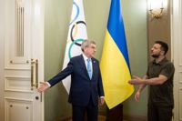 IOK:s ordförande Thomas Bach och Ukrainas president Volodomyr Zelenskyj träffades i Kiev förra veckan.
