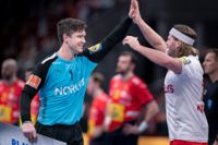 Stjärnduon Niklas Landin och Mikkel Hansen firar finalplatsen i VM.
