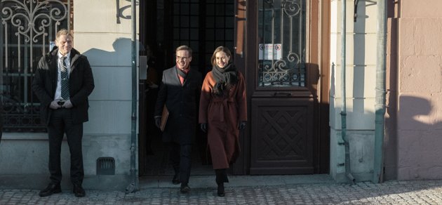 Statsminister Sanna Marin och svenska kollegan Ulf Kristersson i Stockholm på torsdagen.