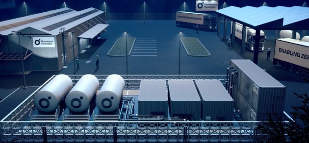 Så här tänker sig Norwegian Hydrogen att stationerna för tankning av vätgas kunde se ut.