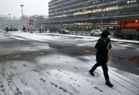 Slaskbild från Helsingfors centrum tidigare i vinter. Genbild.