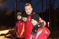 Tomas Ekbom (t.v.), Ron Nyman, Max Dahlgren och Anton Nyman är några av Österby sportklubbs ivriga skidskyttar.