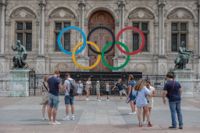 Olympiska ringarna i Paris. Arkivbild.