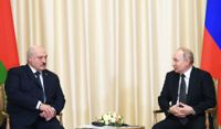 Belarus president Aleksandr Lukasjenko och Rysslands president Vladimir Putin vid ett möte förra veckan.