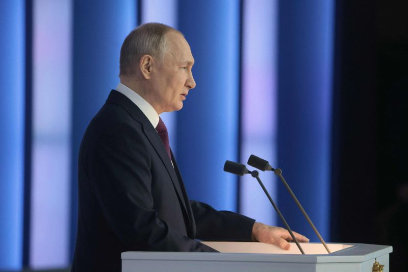Rysslands president Vladimir Putin höll ett tal.