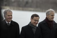 President Sauli Niinistö träffade statsministrarna Ulf Kristersson och Jonas Gahr Støre på Harpsund för att diskutera säkerhetsläget och Natoprocessen.