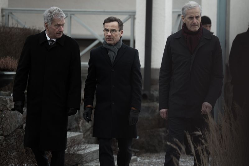 President Niinistö tillsammans med statsministrarna Kristersson och Gahr Støre.