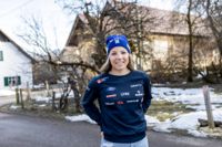 Johanna Hagström under en pressträff inför skid-VM i Planica.