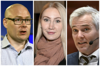 Simo Grönroos (Sannf), Pinja Perholehto (SDP), Anders Adlercreutz (SFP)