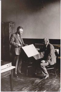 Heikki Klemetti t.v., här tillsammans med en G. Karvonen, på en musikpedagogisk kurs i Viborg, 1930.