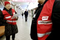Servicesfacket Pam:s strejkvakter övervakade fastighetsservicestrejken vid Viking Lines terminal i Helsingfors under förra veckan.