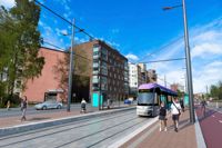 Så här är det tänkt att spårvägen ska se ut i Dickursby där spårvagnen kör mot Bäckby.
