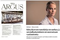Kiira Korpi, Helsingin sanomat bokrecensions rubrik (21.3), omslaget till Nya Argus