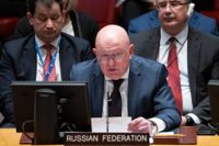 Rysslands FN-ambassadör Vasilij Nebenzia under ett möte i säkerhetsrådet i januari.