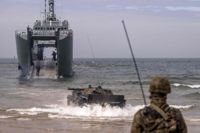 Polska styrkor övar landstigning i en Nato-övning i norra Polen nyligen.