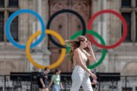 De olympiska ringarna i Paris, som arrangerar OS nästa år. Arkivbild.