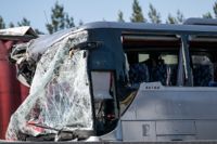 Den kraschade bussen på Autobahn.