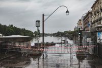 Översvämning i staden Murazzi på lördagen.