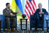 Ukrainas president Volodymyr Zelenskyj och USA:s president Joe Biden.