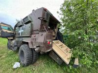 En rysk propagandabild av ett förstört fordon i Belgorod. Ryssland sade sig ha eliminerat den pro-ukrainska gruppen som korsade gränsen i Belgorod.