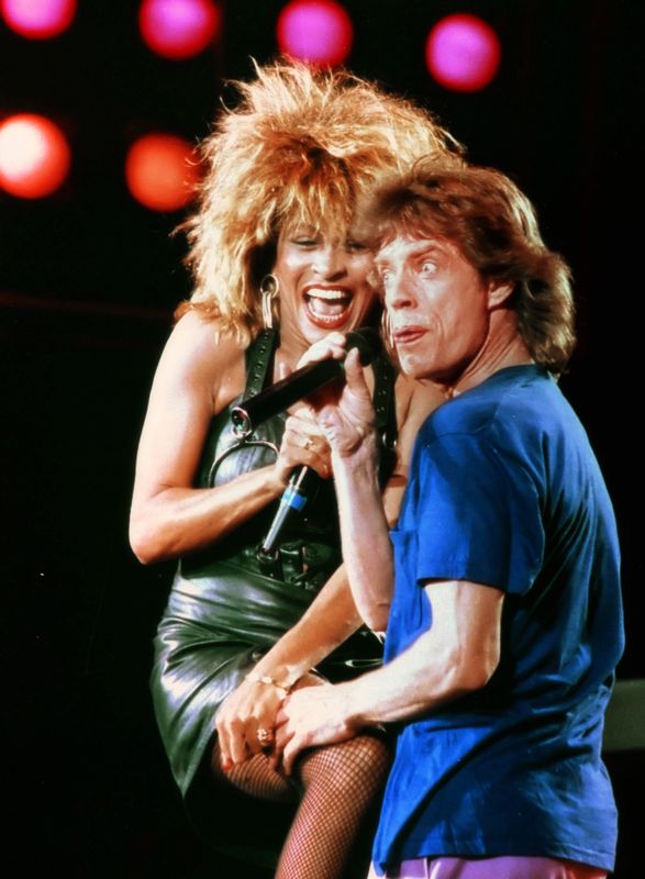 Tina Turner och Mick Jagger under Live Aid-konserten 1985. Arkivbild.