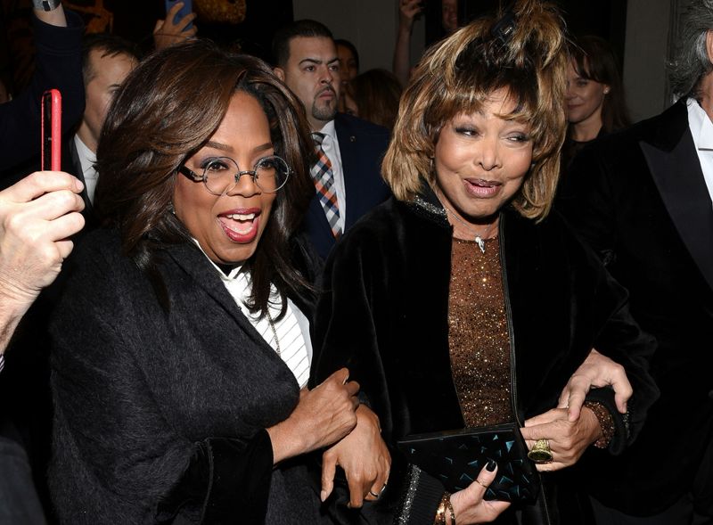 Oprah Winfrey tillsammans med Tina Turner på premiären av ”Tina– The Tina Turner Musical” i New York 2019.