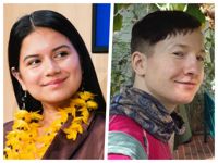 Finlandssvensk-ecuadorianska Helena Gualinga och ukrainska Tonya Melnyk talar på Världen i byn-festivalen i helgen.